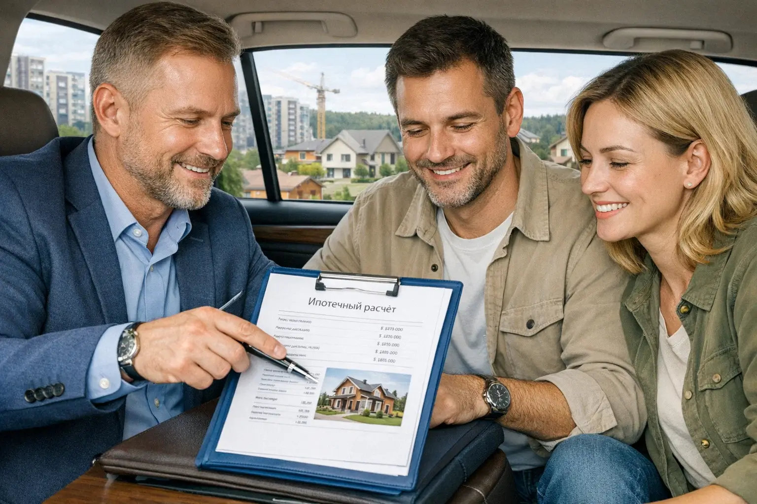 Консультация по недвижимости в автомобиле с документами